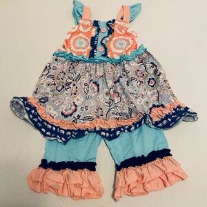 Kids Tutu & Lulu Ruffles Floral Outfit, size 3-4T